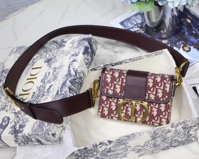 Imitation Dior 30 MONTAIGNE JACQUARD CANVAS BOX BAG M928 burgundy JH07182Rd46