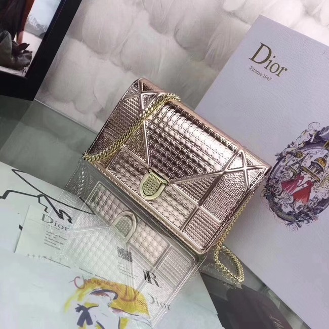 Knockoff DIORAMA WALLET ON CHAIN CLUTCH METALLIC CALFSKIN WITH MICRO-CANNAGE MOTIF S0328 Light pink JH07466np74
