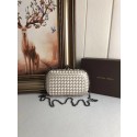 AAA 1:1 BOTTEGA VENETA Knot snakeskin-trimmed satin clutch 62548 beige JH09313Bu52
