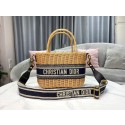 AAA 1:1 DIOR WICKER BASKET BAG Blue Dior Oblique Jacquard and Natural Wicker M7601 JH06784IL96