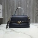 Replica 1:1 VALENTINO Rockstud leather tote bag V0094 black JH09764YC47