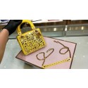 Replica MINI LADY DIOR BAG WITH CHAIN SMOOTH CALFSKIN EMBROIDERED WITH A MOSAIC OF MIRRORS M0598 yellow JH07461bO20