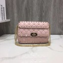 Replica Top VALENTINO Rockstud small quilted leather shoulder bag 77562 pink JH09738Zf62