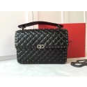 Replica VALENTINO Spike quilted leather large shoulder bag A0327 black JH09825jT29