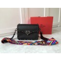 VALENTINO Rockstud leather messenger bag B50055 black JH09697sA28