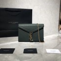 YSL CASSANDRA MONOGRAM CLASP BAG IN GRAIN DE POUDRE EMBOSSED LEATHER Y582334 Green JH07816Rp39