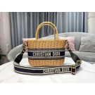 AAA 1:1 DIOR WICKER BASKET BAG Blue Dior Oblique Jacquard and Natural Wicker M7601 JH06784IL96