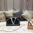 AAA 1:1 VALENTINO Origianl leather mini shoulder bag 8877 black&white JH09598Dt62