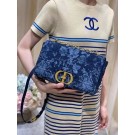 AAA LARGE DIOR CARO BAG Blue Dior Flowers Cannage Denim M9243UJ JH06737pL24