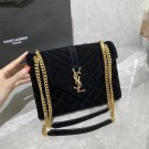 AAAAA Knockoff YSL ENVELOPPE MEDIUM BAG IN MIX MATELASSE GRAIN DE POUDRE EMBOSSED IN SUEDE Y487206 black JH07738qN39