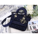 Fashion DIOR MEDIUM LADY D-LITE BAG Blue Cannage Embroidered Velvet M0565 JH06910Rn14