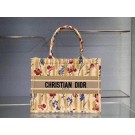 Fashion SMALL DIOR BOOK TOTE Beige Multicolor Dior Hibiscus Metallic Thread Embroidery M1296 JH06809fa20