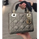 Imitation AAAAA MINI LADY DIOR-TAS VAN LAMSLEER CAL44500 Silver gray JH07234Af81