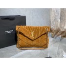 Imitation Designer Yves Saint Laurent LOULOU PUFFER SMALL BAG SATCHEL IN SUEDE 169207 Brown JH07734Ss68