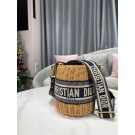 Imitation DIOR WICKER BUCKET BAG Blue Dior Oblique Jacquard and Natural Wicke M7600C JH06783Rj35