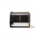 Knockoff 1:1 Yves Saint Laurent Calfskin Leather Shoulder Bag Y542206B black&white JH07761Wj74