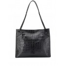 Luxury SAINT LAURENT NIKI MEDIUM SHOPPING BAG IN CRINKLED LEATHER Y577999 black JH07729ze26