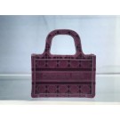 MINI DIOR BOOK TOTE Burgundy Cannage Embroidered Velvet S5475Z JH06854lH78