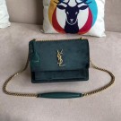 SAINT LAURENT Monogram Sunset medium velvet cross-body bag 442906 green JH07906vD13