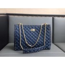 Top Valentino Starry Series Shopping Bag Original Sheepskin Leather 0346 blue JH09820aw17