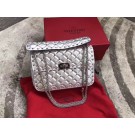 VALENTINO Rockstud medium leather shoulder bag 0123 silver JH09842jW13