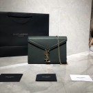 YSL CASSANDRA MONOGRAM CLASP BAG IN GRAIN DE POUDRE EMBOSSED LEATHER Y582334 Green JH07816Rp39