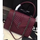 YSL Classic Monogramme Flap Bag Calfskin Leather Y268033 Burgundy JH07929GB12