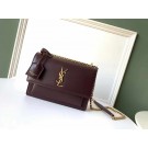 Yves Saint Laurent Leather Cross-body Shoulder Bag Y8015 wine JH07933Pg44