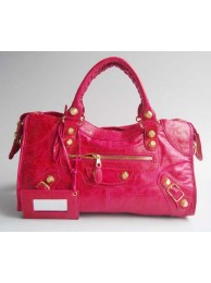 AAA 1:1 balenciaga motorcycle saddle bag 43cm 084328B (pink big gold rivets) JH09494Lg12