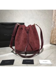 AAA 1:1 Yves Saint Laurent Black Matte Leather Bucket Bag Y568606 Wine JH07828Dt62