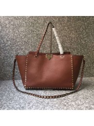 AAA Copy VALENTINO Rockstud large tote 0973 brown JH09745JY49