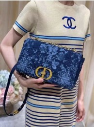 AAA LARGE DIOR CARO BAG Blue Dior Flowers Cannage Denim M9243UJ JH06737pL24