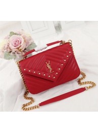 AAA SAINT LAURENT Monogram college small quilted leather satchel 26603 red JH08094xn59