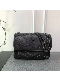 AAA SAINT LAURENT Niki leather shoulder bag 12496 black JH07977Nk89