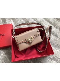 AAAAA VALENTINO Rockstud leather cross-body bag 04235 apricot JH09830DU34