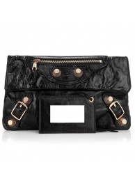 Balenciaga Flap Clutch Bag Eggplant 330 Black Gold JH09473ul51