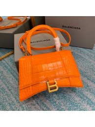 Balenciaga HOURGLASS SMALL TOP HANDLE BAG crocodile embossed calfskin B108895E orange JH09409qO84
