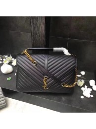 Best Replica YSL Flap Bag Calfskin Leather 392738 black Gold buckle JH08300Jc15