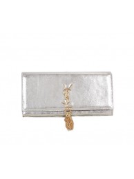 Copy Best Quality Yves Saint Laurent Classic Monogramme Tassel Clutch Bag 326079 Silver JH07923kr31