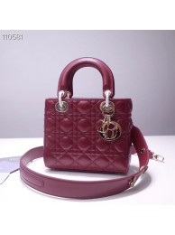 Dior lucky badges Original sheepskin Tote Bag A88035 burgundy JH07228hk64