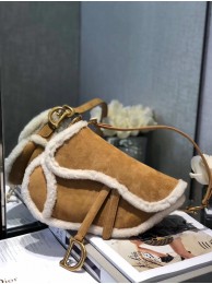 DIOR SADDLE BAG Camel-Colored Shearling M0446C JH06847pb81