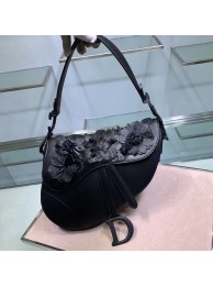 Dior SADDLE-TAS VAN KALFSLEER Bag Flower M0446C black JH07118sX32