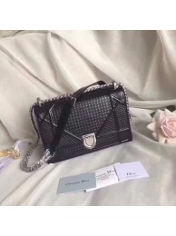DIORAMA BAG IN BLACK-TONE METALLIC CALFSKIN WITH MICRO-CANNAGE MOTIF M0422 JH07581kH95