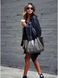 Goyard Calfskin Leather Tote Bag 6783 Black JH06655fm32