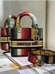 High Quality MEDIUM LADY D-LITE BAG Multicolor D-Stripes Embroidery M0565ORFQ JH06700GY92