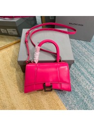 Imitation Balenciaga Hourglass XS Top Handle Bag shiny box calfskin 28331 neon pink JH09376Jf44