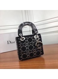 Knockoff Dior Mini Lady Rhinestone Diorama Clamshell Bag Calfskin 8817 Black JH07514Jz41