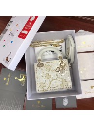 MINI LADY DIOR BAG IN EMBROIDERED CALFSKIN M0506 WHITE JH07528fN93
