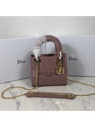 MINI LADY DIOR TOTE BAG IN EMBROIDERED CANVAS C4531 pink JH07099hn36