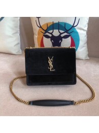 Replica SAINT LAURENT Monogram Sunset medium velvet cross-body bag 442906 black JH07907nn76